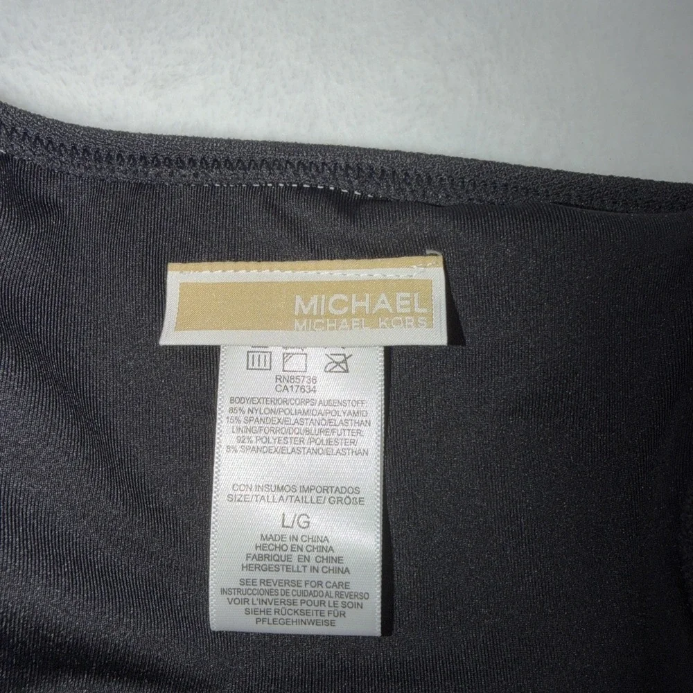 $86 Michael Kors Crepe Side-Ring Studded Bottoms Black Large pmy2226